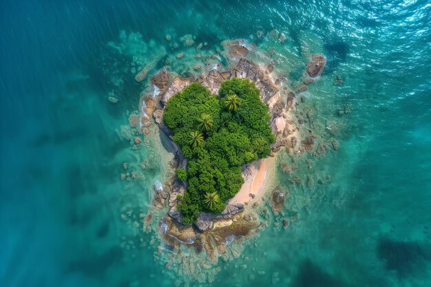 Stunning Aerial View of a HeartShaped Tropical Island