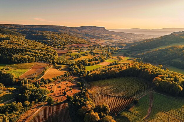 Photo a stunning aerial view of the tuscan countryside with its characteristic spring colors