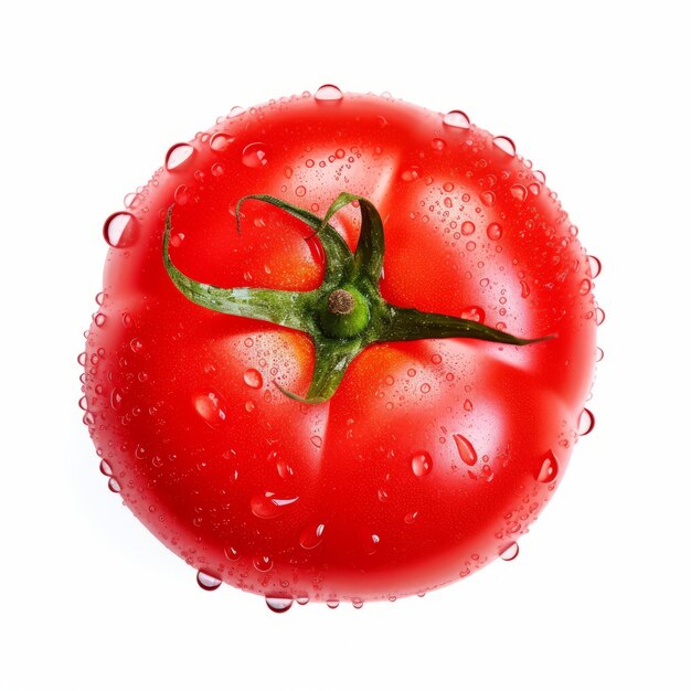 Stunning Aerial View of Vibrant Tomato Perfectly Isolated on White