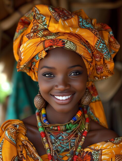 Photo stunning african woman in colorful traditional dress