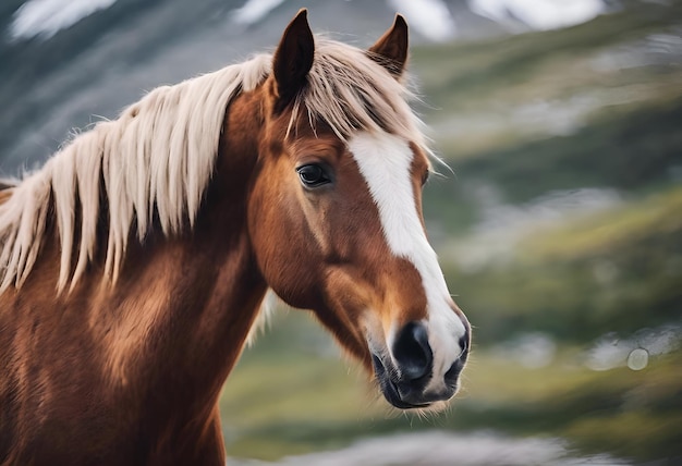 Stunning alpine wild horse