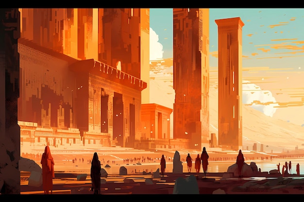 The stunning ancient city of Persepolis in Iran digital art illustration