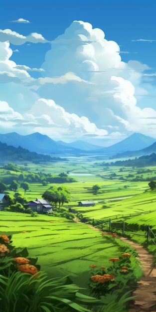 Stunning Anime Landscape Wallpaper Southern Countryside In Dynamic Brushwork