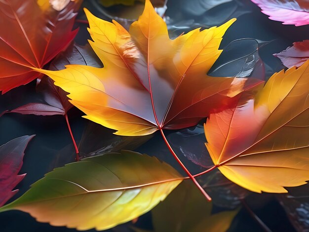 Photo a stunning array of transparent autumn leaves