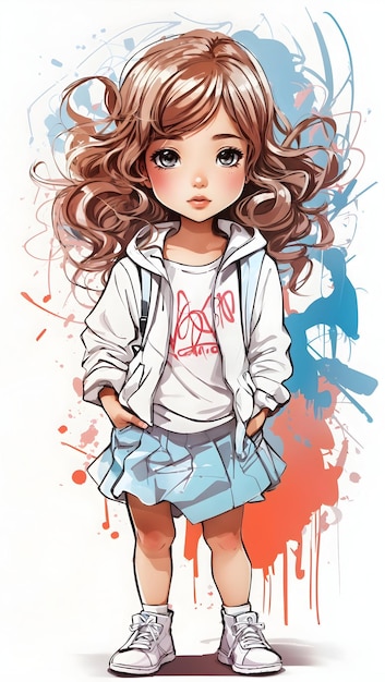 Stunning artworks and painting of colorful young girl adorned with vibrant colors