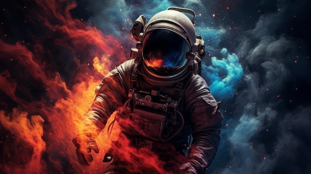 Stunning Astronaut Nebula A Captivating Journey Through Fire And Space