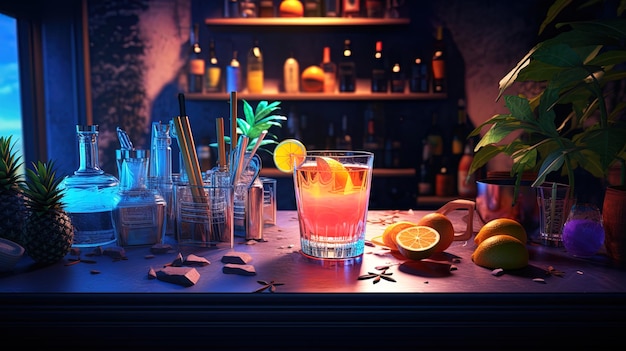 Удивительные бары в процессе создания экзотического коктейля