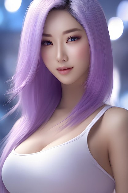 Stunning Beauty woman with violet hair