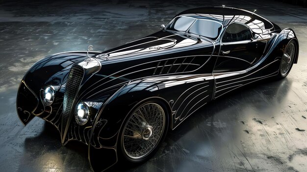 Foto la splendida auto di lusso nera è un vero pezzo d'arte automobilistica