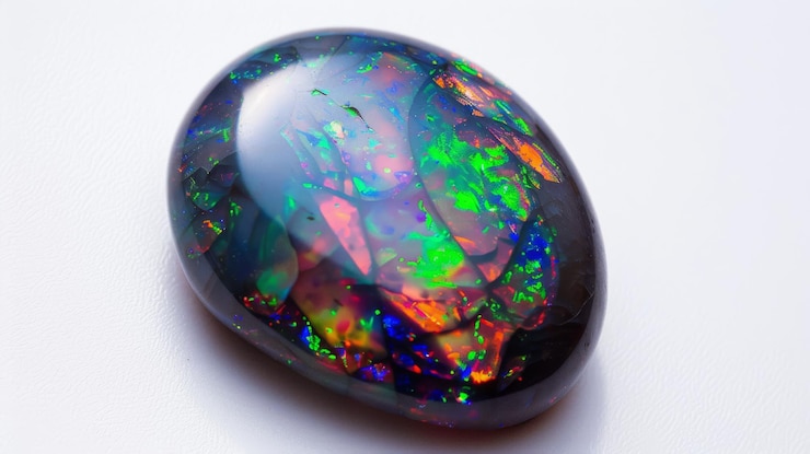 Photo stunning black opal with vibrant colors perfect for jewelry design or collectors