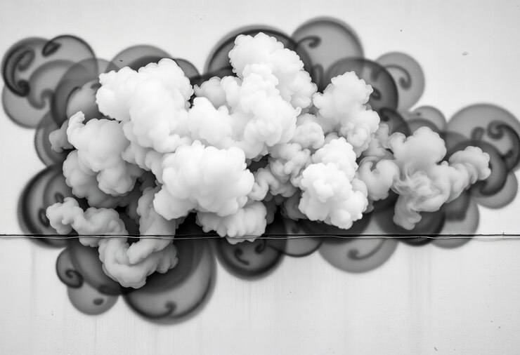 Photo stunning black and white image of a smoke cloud on a wall