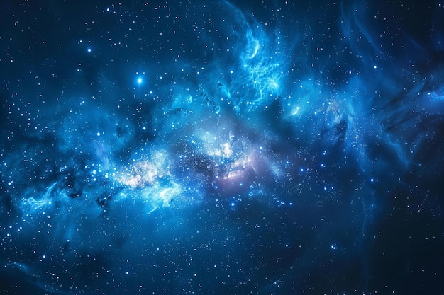 Stunning Blue Galaxy and Star Cluster on Dark Background