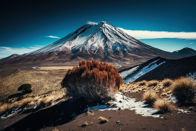 stunning blue sky photo of mont ngauruhoe taken from whakapapa skifield