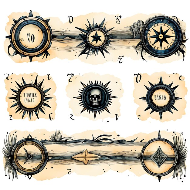 Stunning Borderline Designs Graphics Watercolor Illustrations Isolated on White Background Clipart