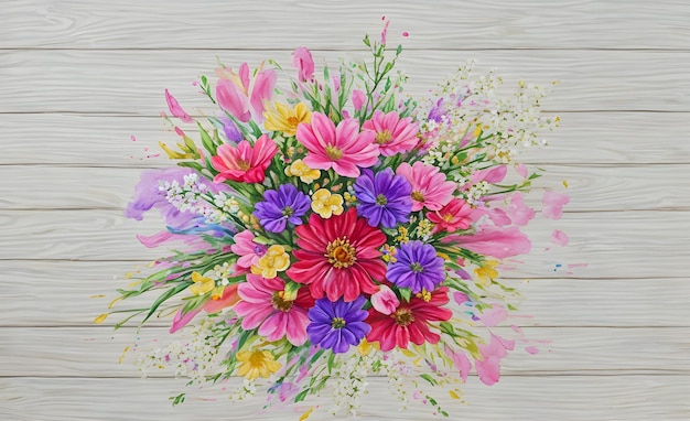 Photo a stunning bouquet of flowers with a soft and dreamy watercolor background