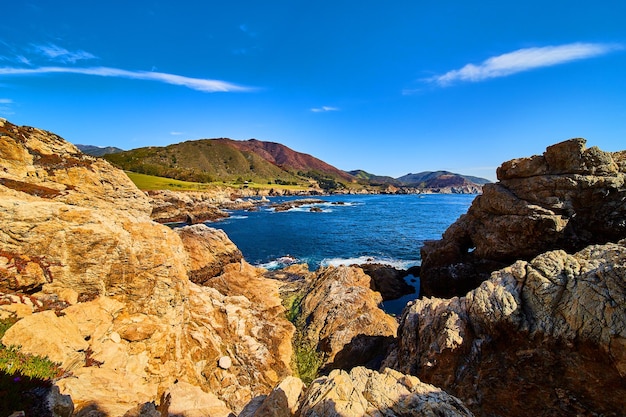 Stunning California coastline with cliffs and ocean waves