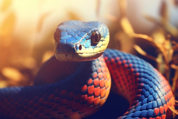 Потрясающий снимок змеи, изящно перемещающейся в естественной среде обитания.