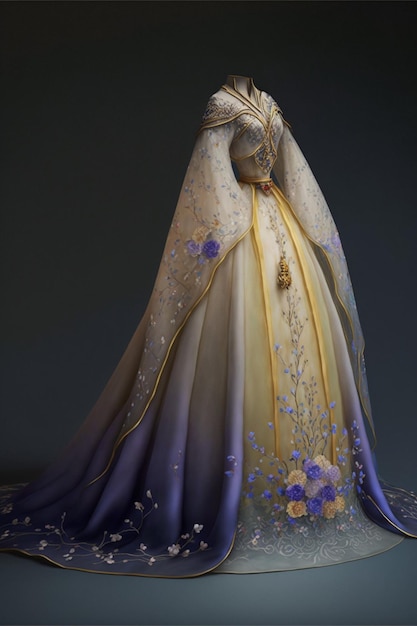 Stunning Chinese Hanfu silk wedding dress embroidered Generative Ai