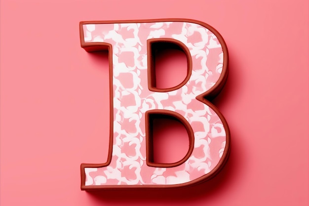 그래픽 디자인에 이상적인 분홍색 배경에 대담한 빨간색으로 포옹 된 놀라운 클래식 글자 B
