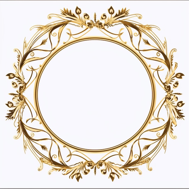 Stunning clipart floral circle nouveau photo frame AI Generated art