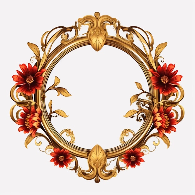 Stunning clipart floral circle nouveau photo frame AI Generated art