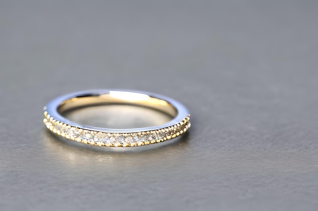 Stunning close up shot of a single wedding rings delicately intertwined to symbolize the everlasting bond of love and commitment Jewelry gold diamond ring for anniversary valentine or engagement