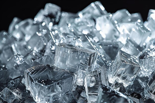 Stunning CloseUp of Glistening Ice Crystals on Black