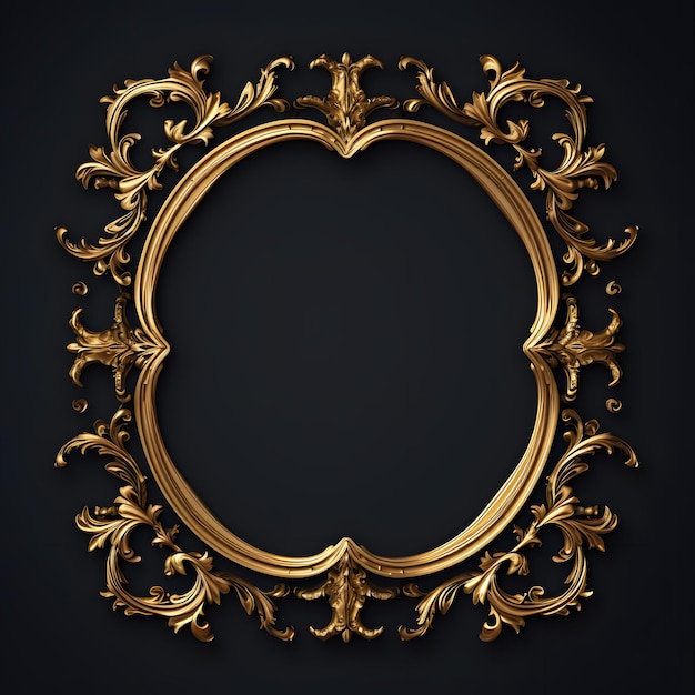 Photo stunning closeup of gold frame on black background perfect for elegant and