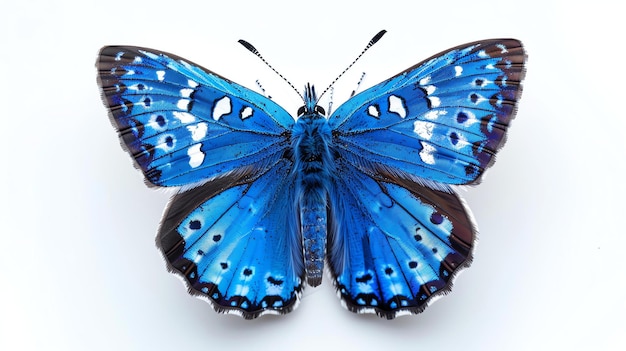 Foto una splendida foto da vicino di una farfalla blu con dettagli intricati e colori vivaci