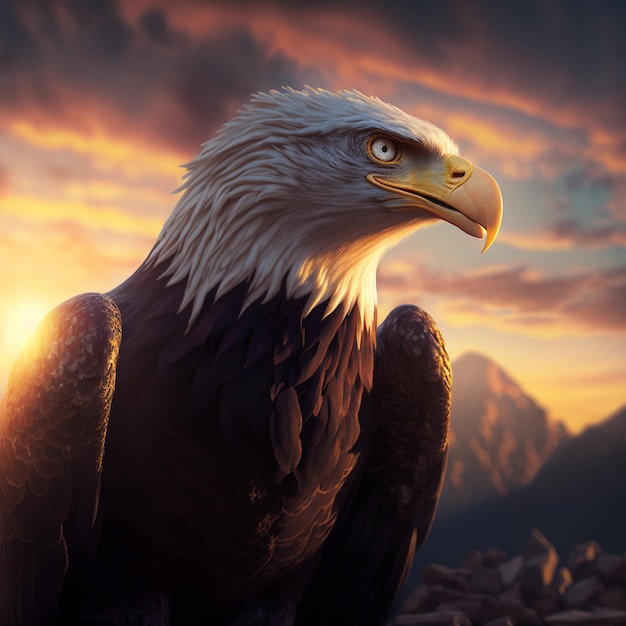 Stunning closeup portrait of a beautiful eagle Ai Generated Art Work