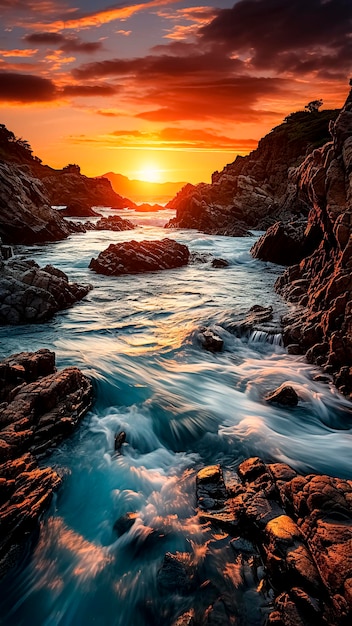 Stunning coastal landscape Sunset on the beach