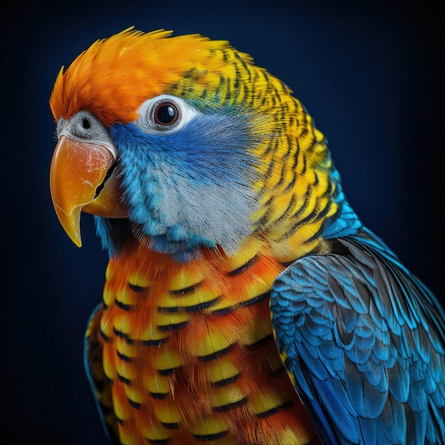 Stunning colorful bird portrait illustration made with Generative AI