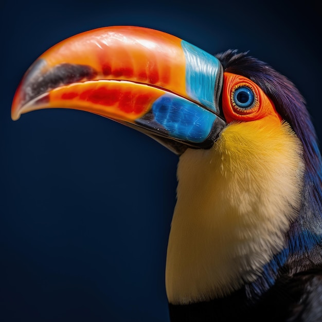 Stunning colorful bird portrait illustration made with Generative AI