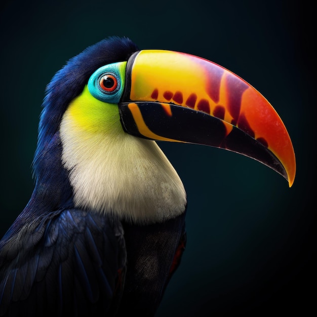 Stunning colorful bird portrait illustration made with Generative AI