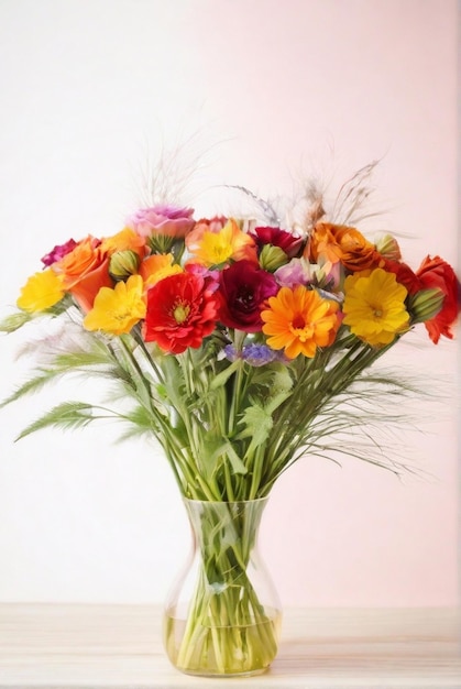 Stunning and colorful groups of flowers bouquet on white background