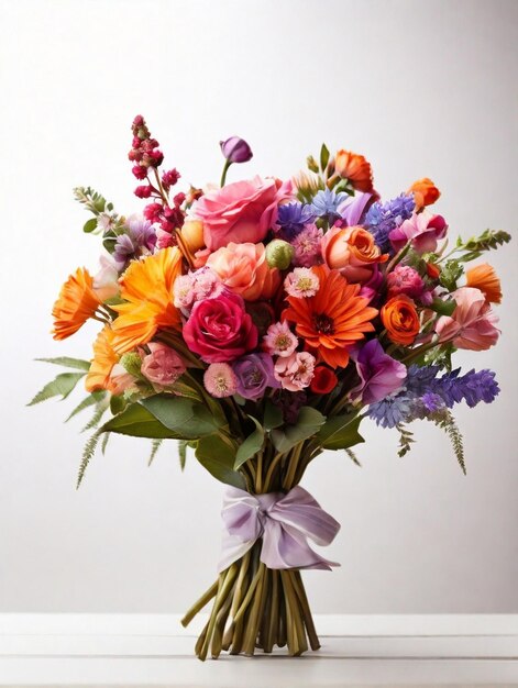 Stunning and colorful groups of flowers bouquet on white background