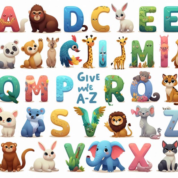 Photo stunning and cute alphabet az with animals that presentative of it made for kids against
