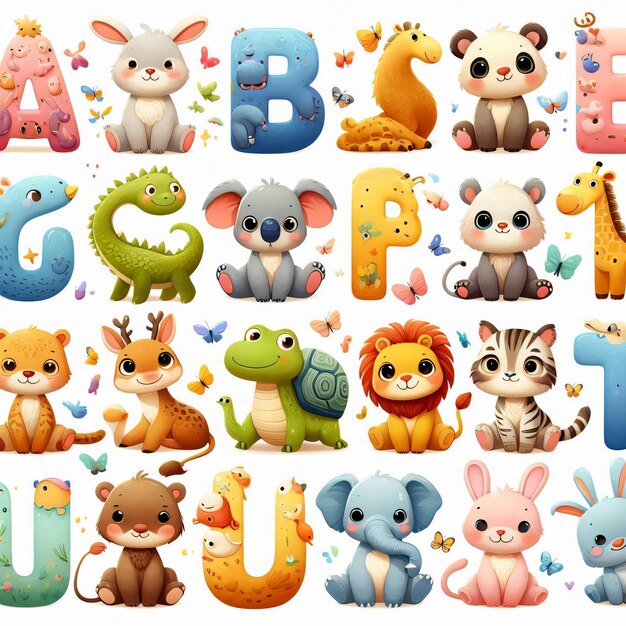 Photo stunning and cute alphabet az with animals that presentative of it made for kids against