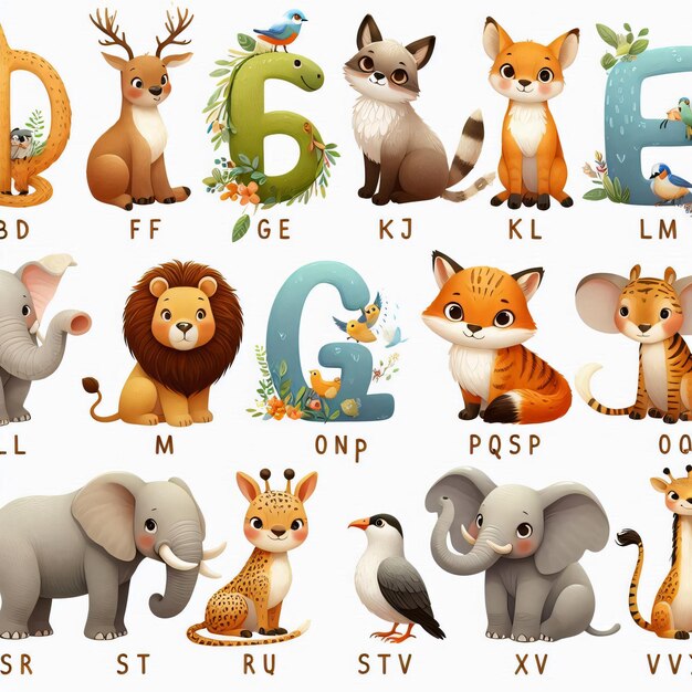 Photo stunning and cute alphabet az with animals that presentative of it made for kids against