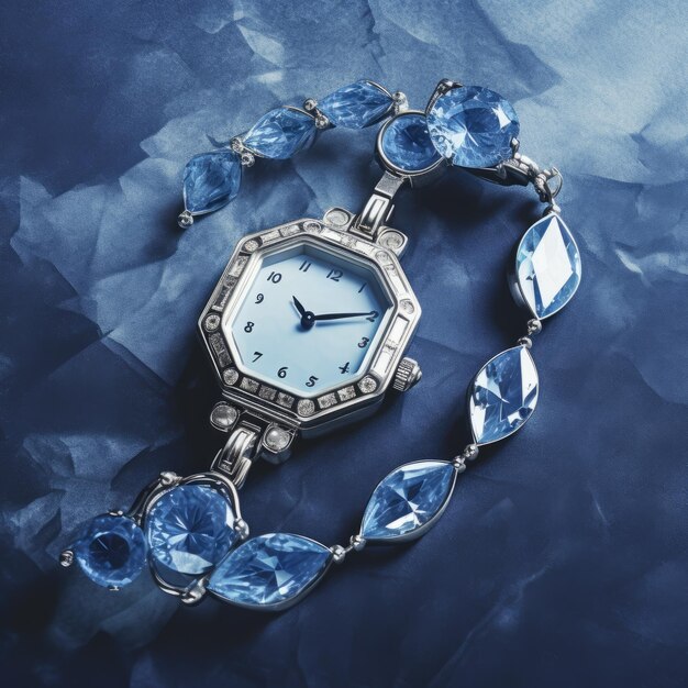 Stunning Cyanotype Diamond Bracelet Watch A Timepiece of Elegance