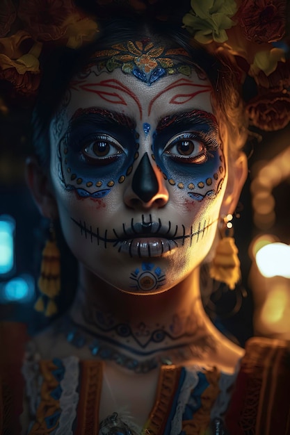 Stunning Day of the Dead Catrina Captivating Mexican Tradition Generative AI