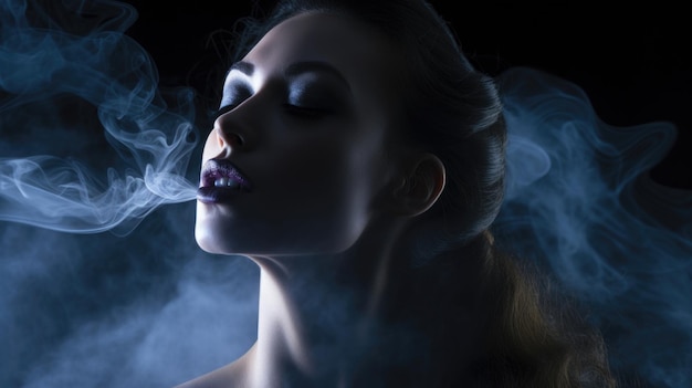 A stunning depiction of the alluring and mysterious qualities of cigarette smoke in a dark and moody