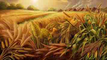 Photo a stunning detailed artwork of a bountiful harvest scene