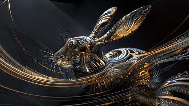 A stunning digital painting of a rabbit The rabbit is depicted in a realistic style with fur and whiskers that seem to come to life