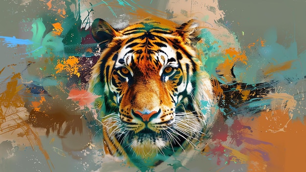 A stunning digital painting of a tigers face