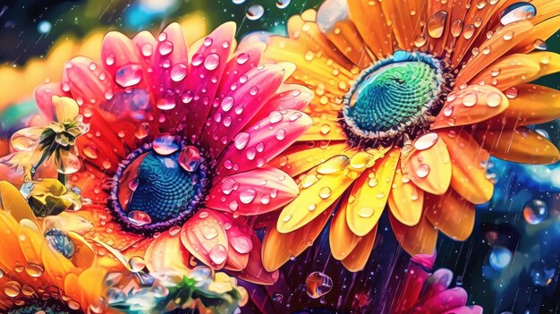 Stunning display of colorful watercolor flowers captured in intricate detail