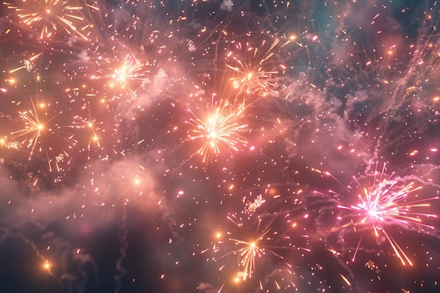 A stunning display of fireworks lighting up the ni