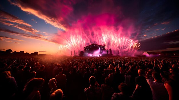 Photo stunning display of fireworks lighting up the night sky above the oktoberfest grounds captivating the audience