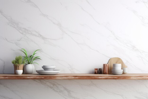 Stunning empty marble table the perfect canvas for product montages in a modern kitchen setting