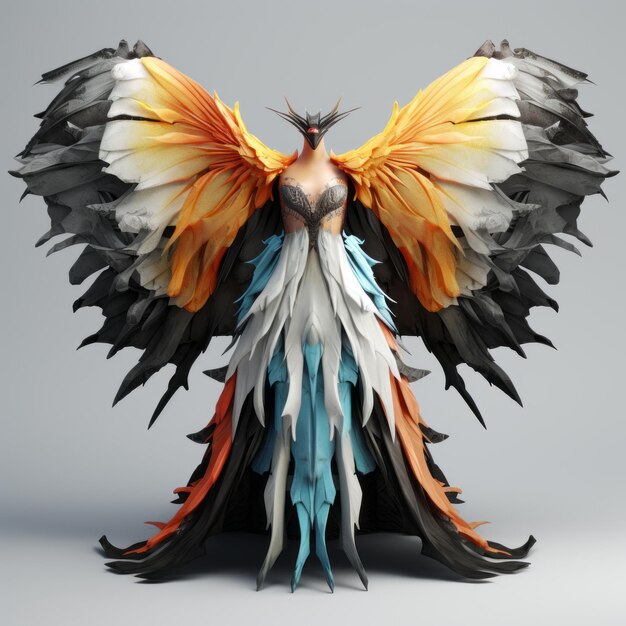 Stunning Faithinspired Aurorapunk Sculpture With Multiple Wings